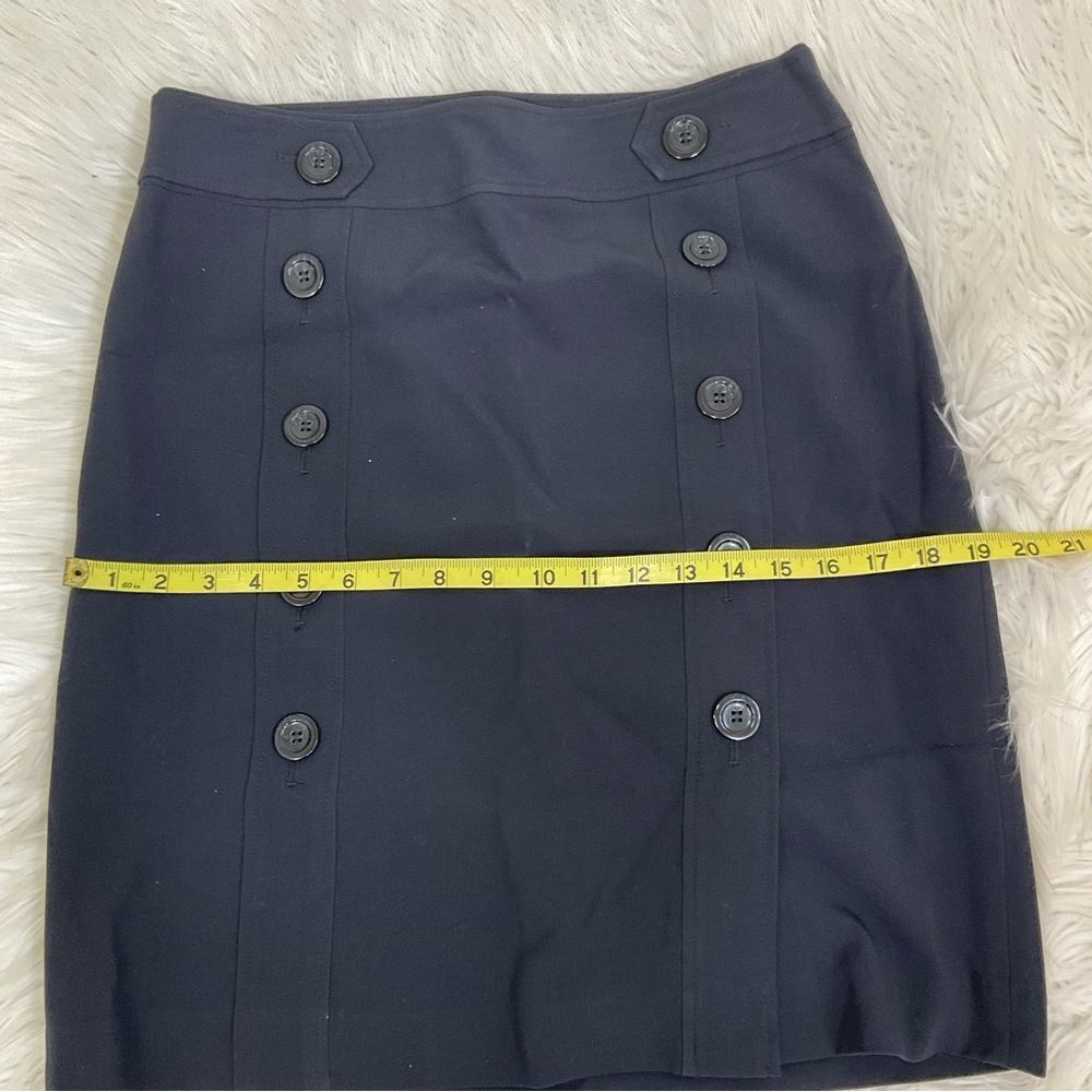 ANN TAYLOR navy lined buttons decor skirt 6 - Picture 7 of 9